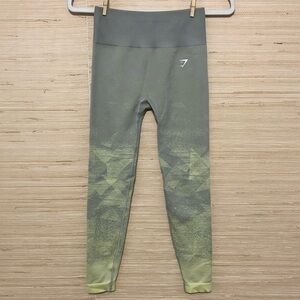 Gymshark ADAPT OMBRE SEAMLESS High-Waisted Ribbed LEGGINGS in Green XS/Small